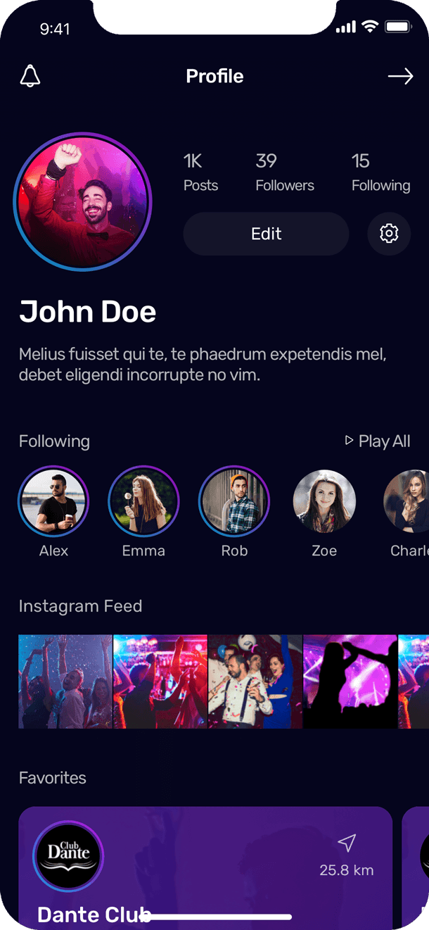 Spot2be Profile in iPhone X.